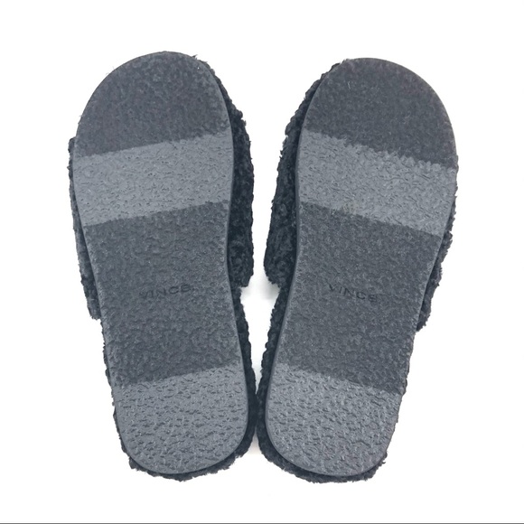 Vince Black Kit Faux Fur Slip On Slides Slippers - Picture 6 of 8